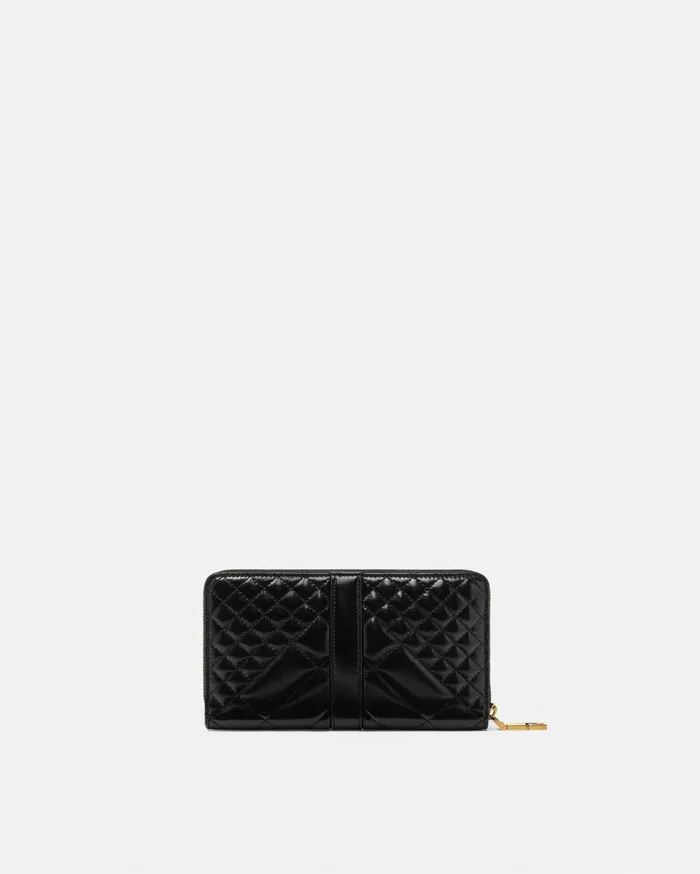 Versace Greca Goddess Long Wallet Black Women Wallets