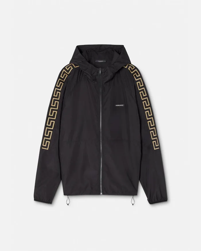 Versace Greca Nylon Gym Track Jacket Black Men Activewear