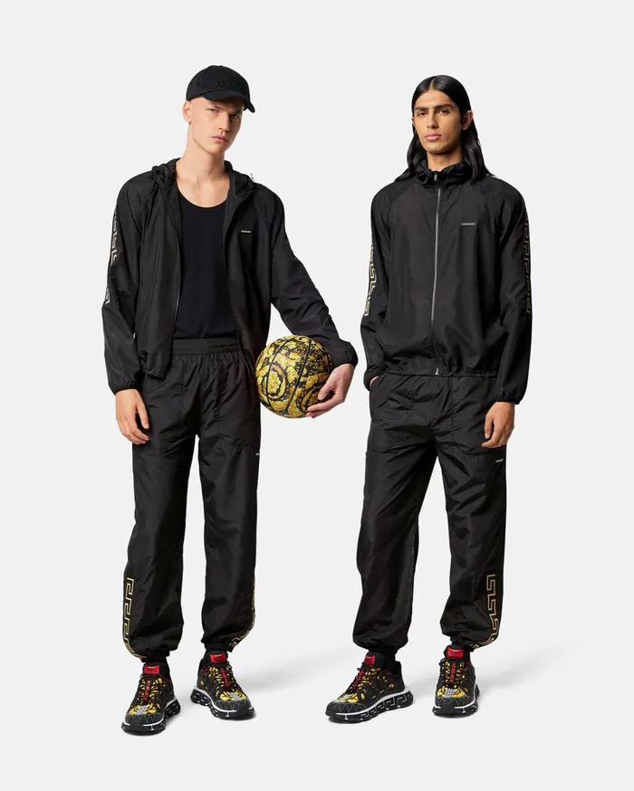 Versace Greca Nylon Gym Track Jacket Black Men Activewear