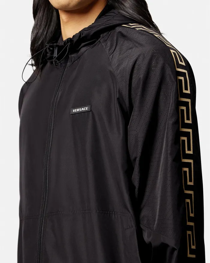 Versace Greca Nylon Gym Track Jacket Black Men Activewear