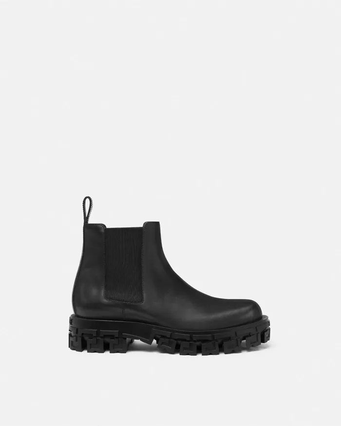 Versace Greca Portico Chelsea Boots Black Men Boots