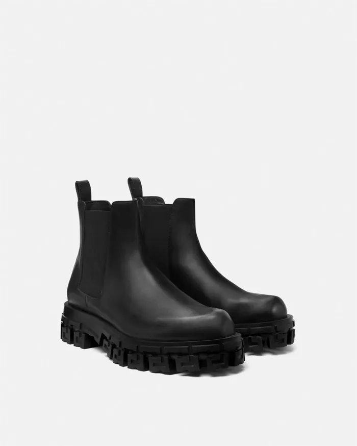 Versace Greca Portico Chelsea Boots Black Men Boots