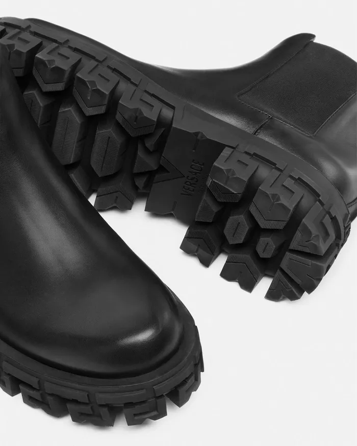 Versace Greca Portico Chelsea Boots Black Men Boots