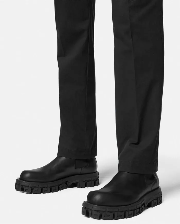 Versace Greca Portico Chelsea Boots Black Men Boots