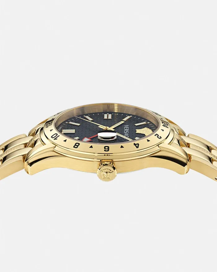 Versace Greca Time Gmt Watch Gold Men Watches