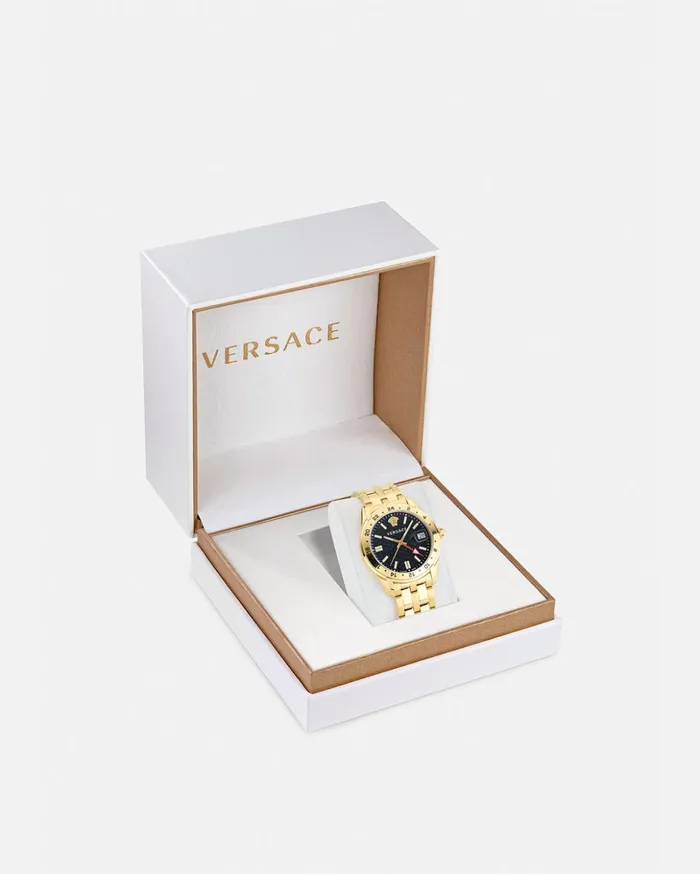 Versace Greca Time Gmt Watch Gold Men Watches