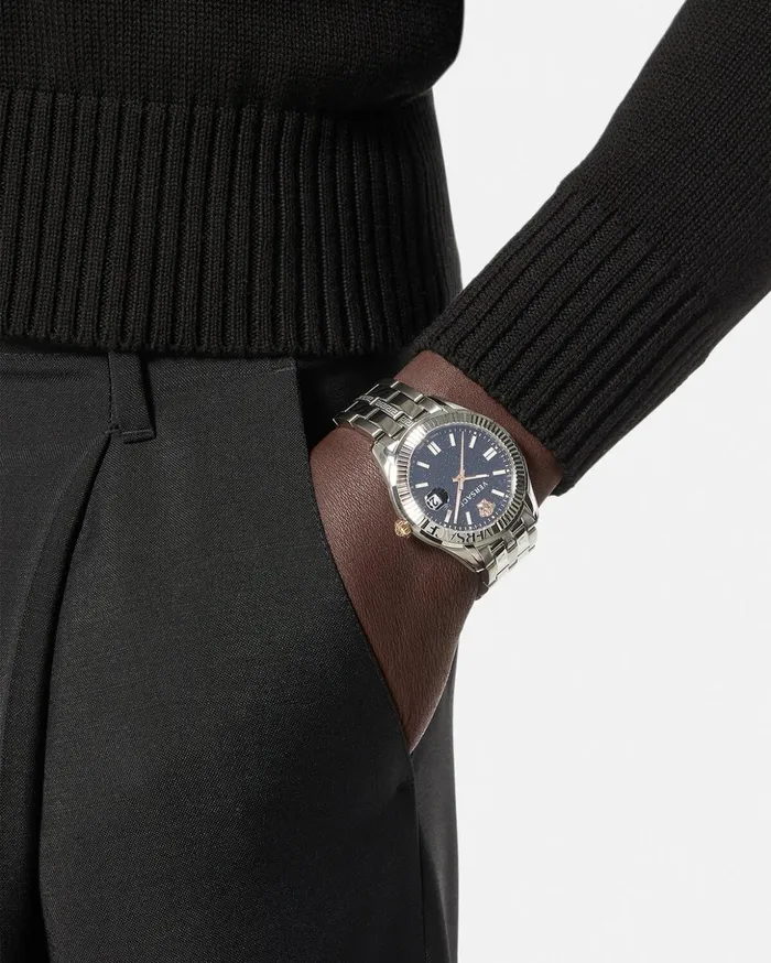 Versace Greca Time Watch Silver Men Watches