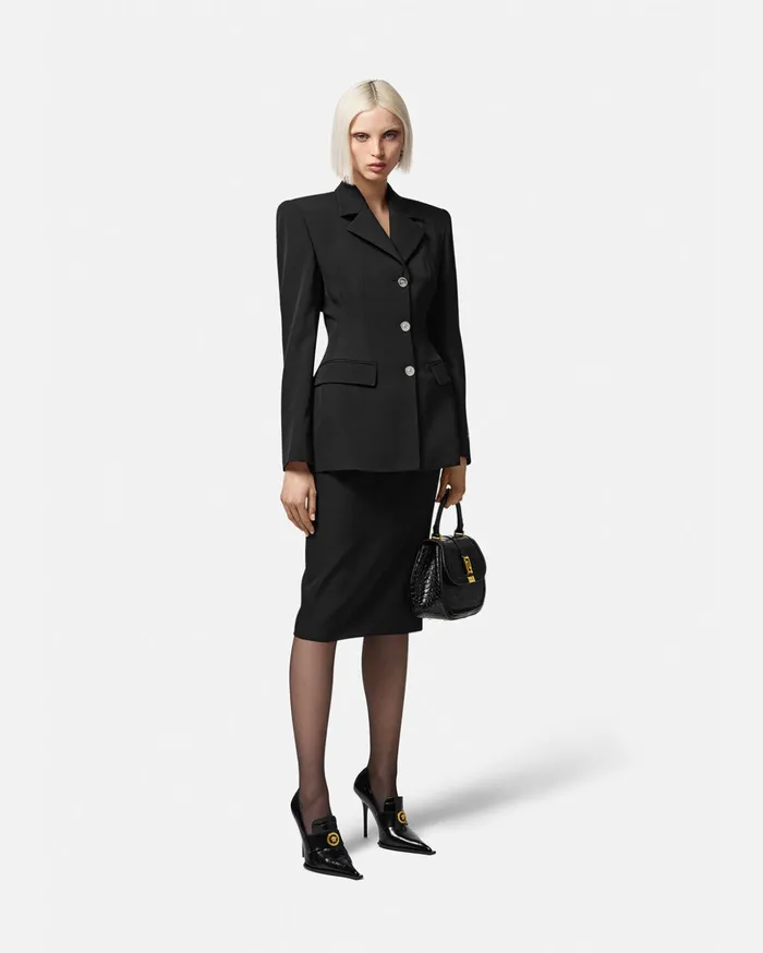 Versace Hourglass SingleBreasted Blazer Black Women Blazers
