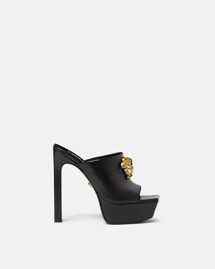 Versace La Medusa Platform Mules Black Women Sandals
