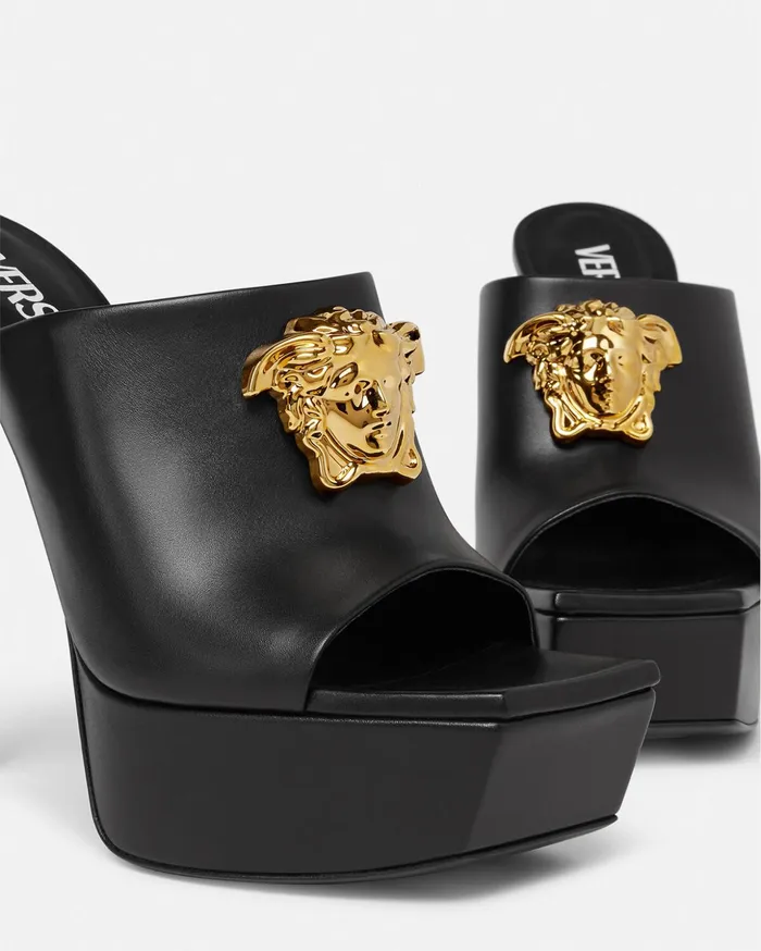 Versace La Medusa Platform Mules Black Women Sandals