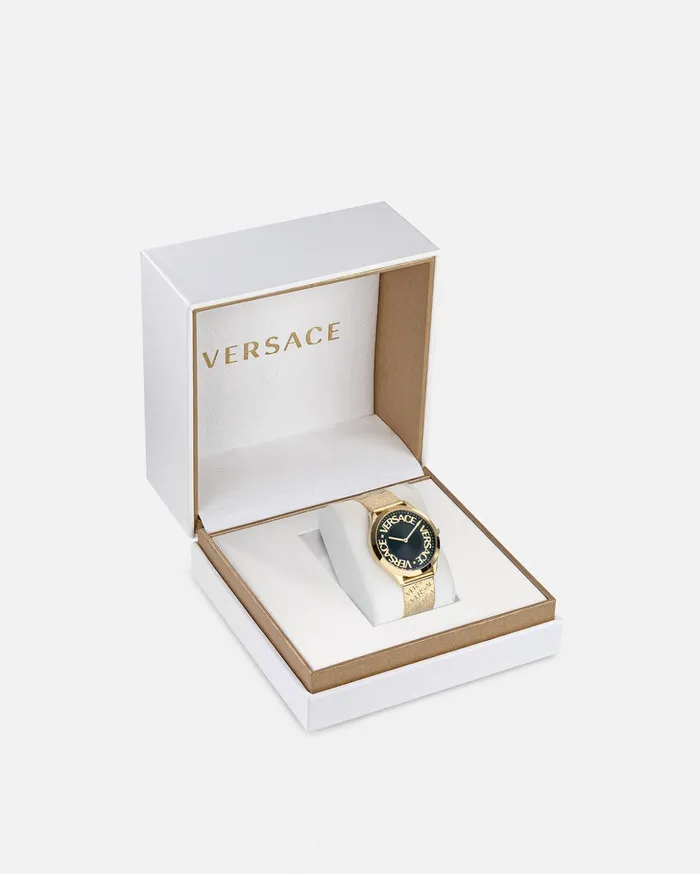 Versace Logo Halo Watch Gold Women Watches