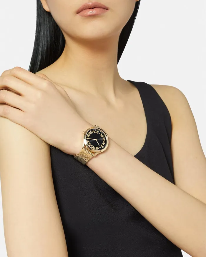 Versace Logo Halo Watch Gold Women Watches