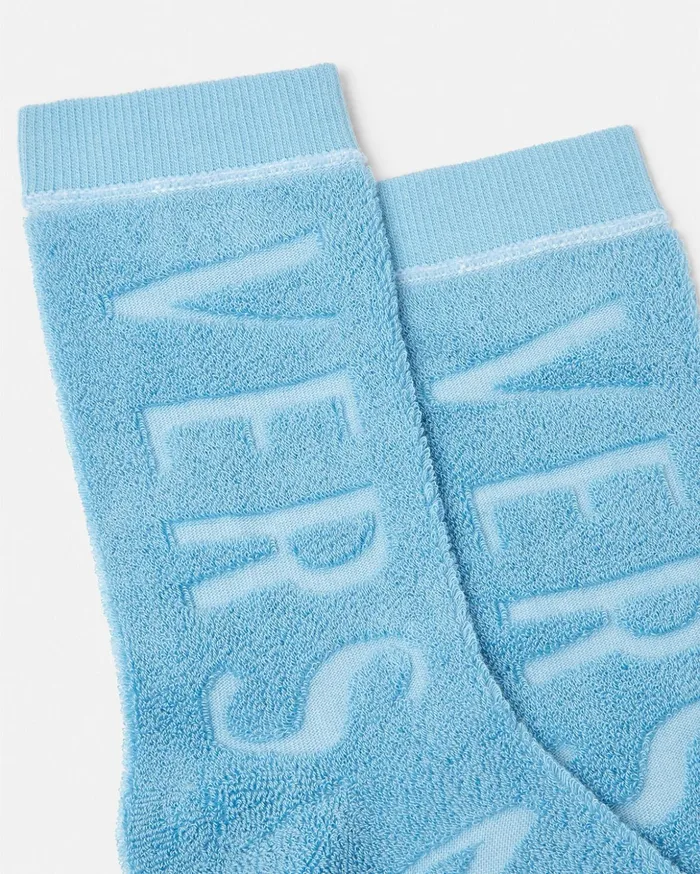 Versace Logo Towel Socks Light Blue WomenMen Socks