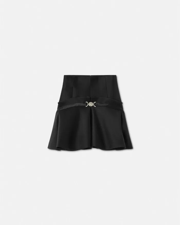 Versace Medusa 03995 Box Pleat Mini Skirt Black Women Skirts