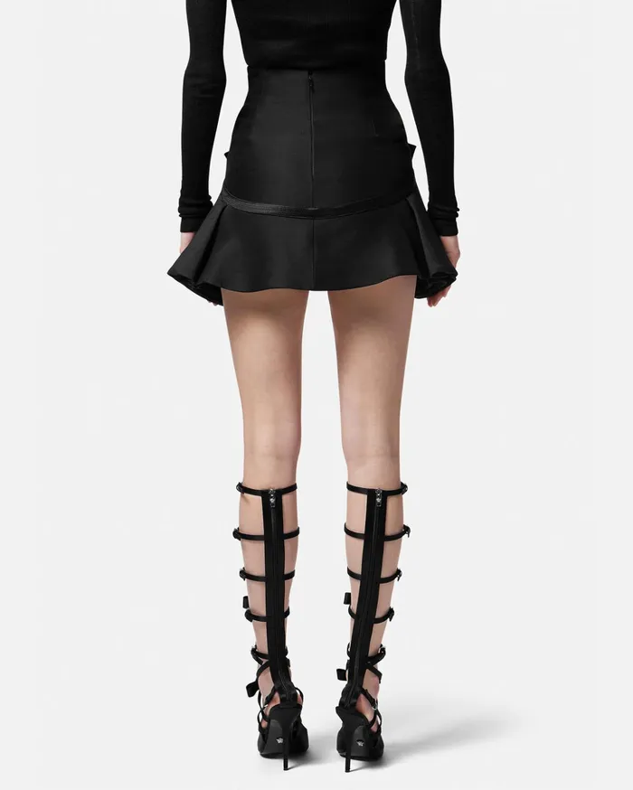 Versace Medusa 03995 Box Pleat Mini Skirt Black Women Skirts