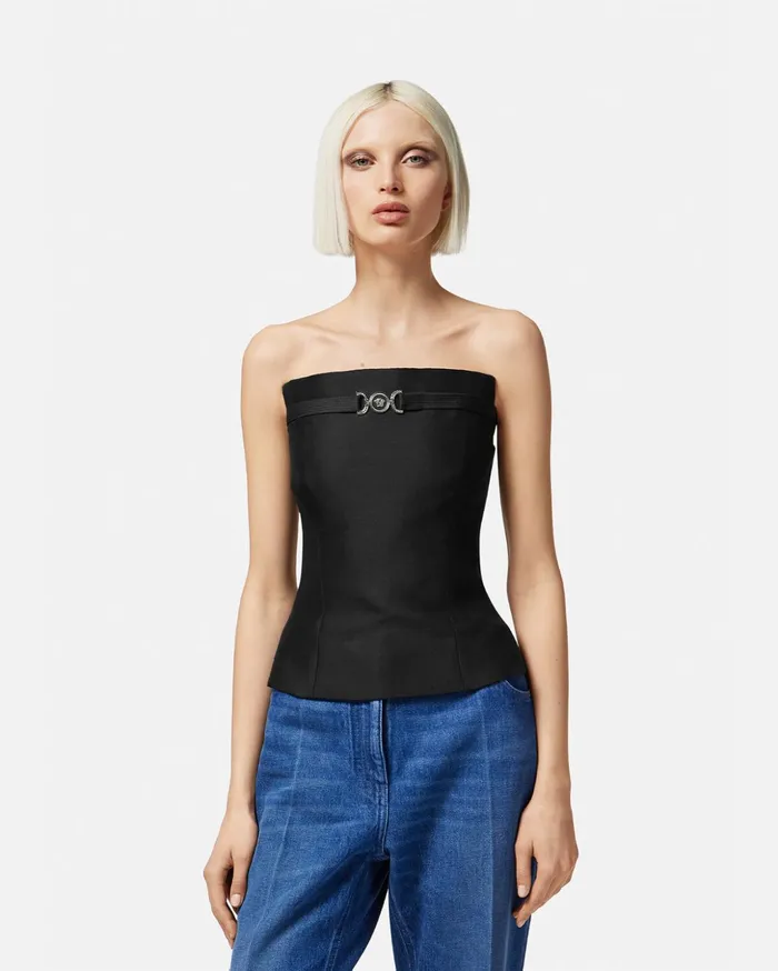Versace Medusa 03995 Bustier Top Black Women Blouses and Tops