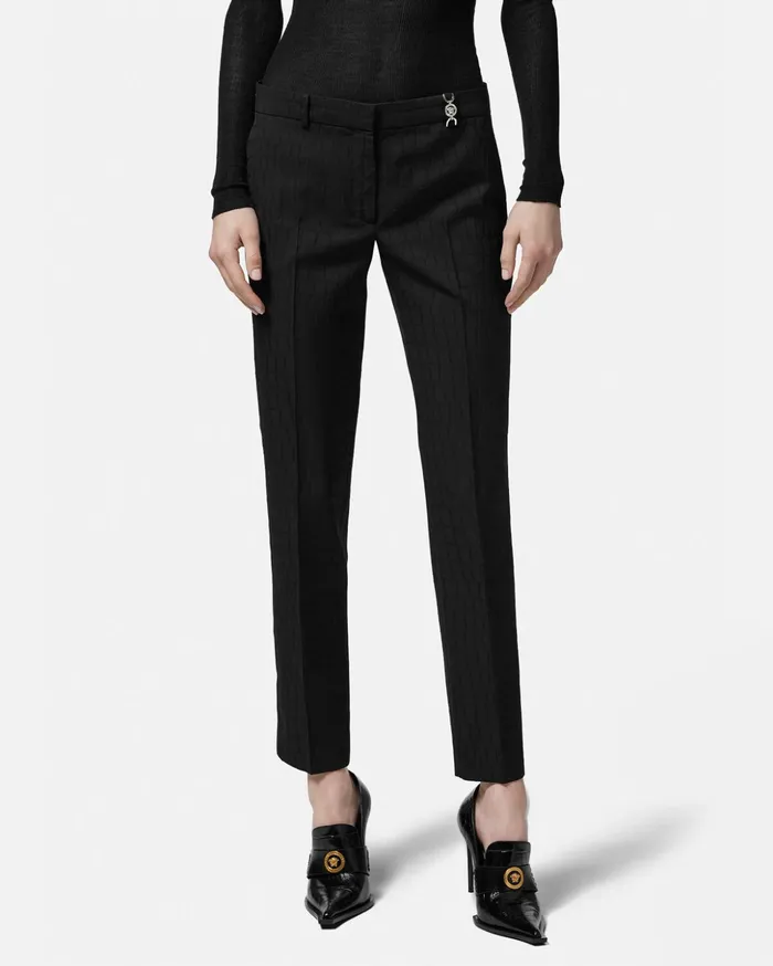 Versace Medusa 03995 CrocJacquard Pants Black Women Suits