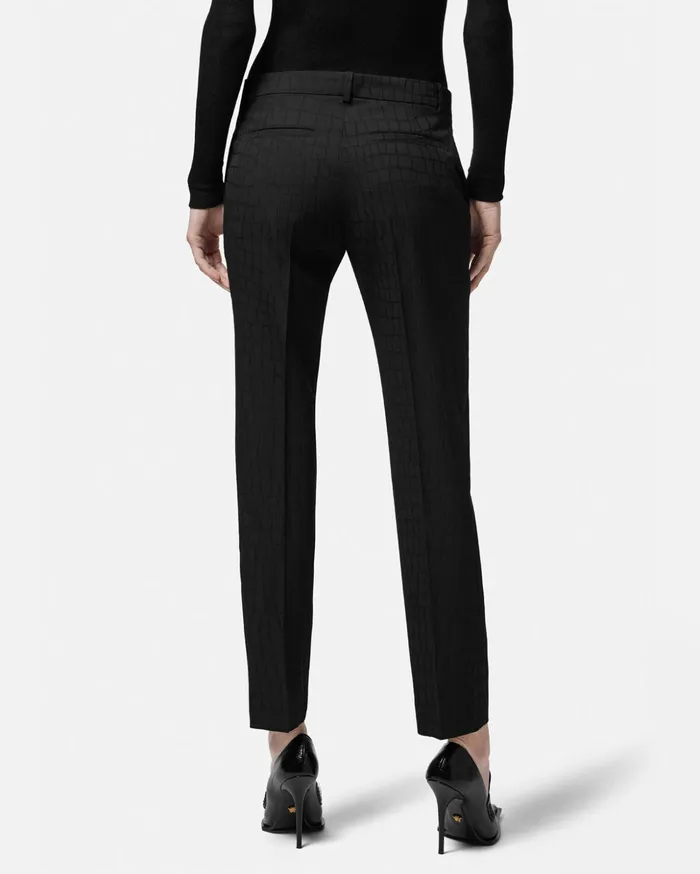 Versace Medusa 03995 CrocJacquard Pants Black Women Suits