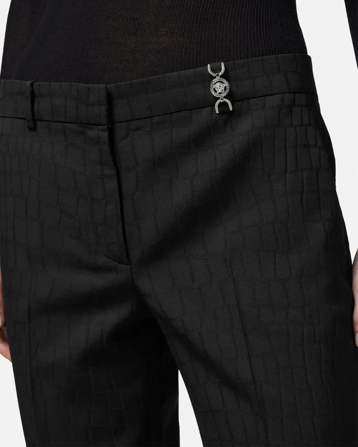 Versace Medusa 03995 CrocJacquard Pants Black Women Suits