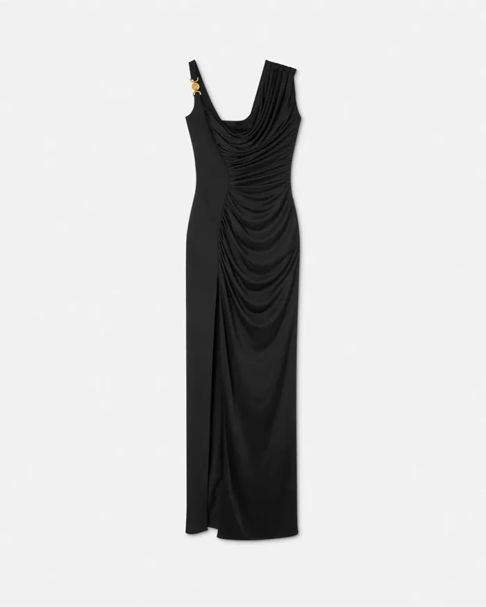 Versace Medusa 03995 Draped Gown Black Women Dresses