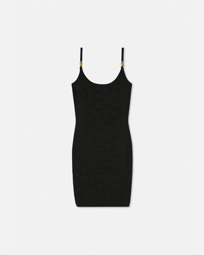 Versace Medusa 03995 La Greca Mini Dress Black Women Dresses