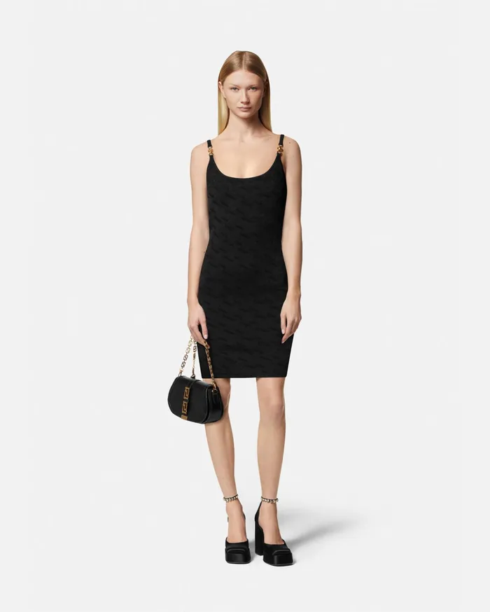 Versace Medusa 03995 La Greca Mini Dress Black Women Dresses