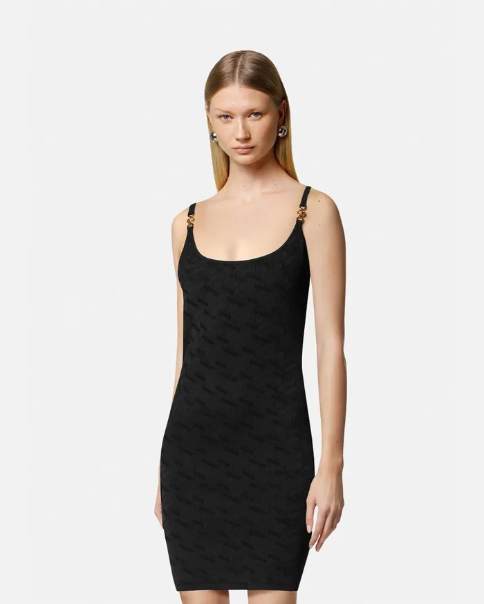 Versace Medusa 03995 La Greca Mini Dress Black Women Dresses
