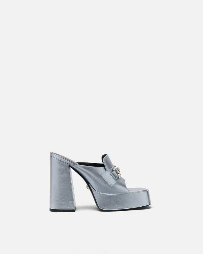 Versace Medusa 03995 Platform Mules Light Blue Women Sandals