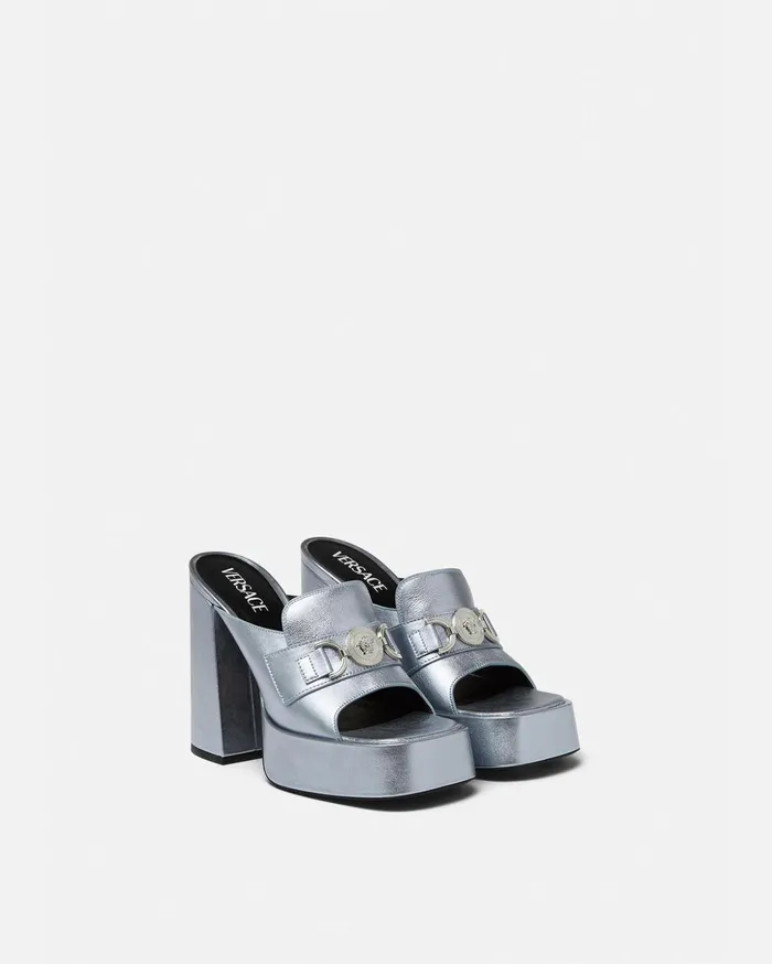 Versace Medusa 03995 Platform Mules Light Blue Women Sandals