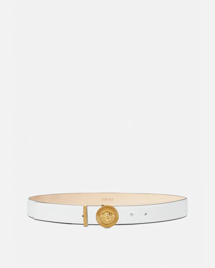 Versace Medusa Biggie Leather Belt White Women Belts