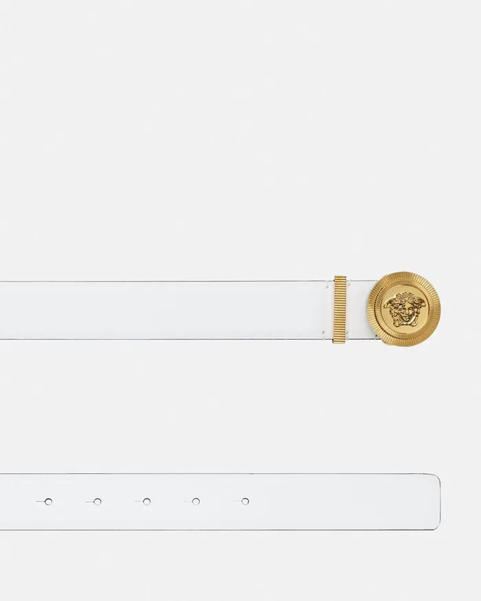 Versace Medusa Biggie Leather Belt White Women Belts
