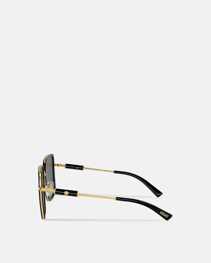 Versace Medusa Roller Squared Sunglasses Blackgold Women Sunglasses