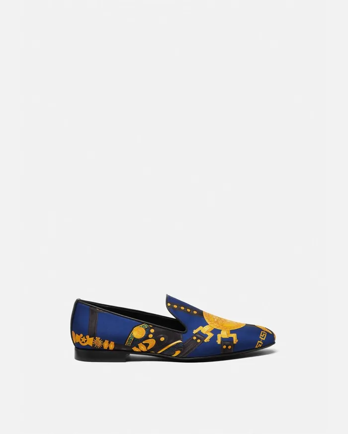 Versace Medusa Saddle Silk Slippers Multicolor Men Loafers and Slippers
