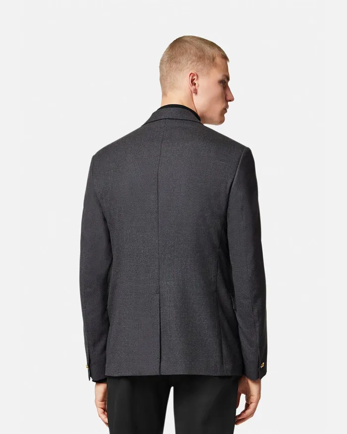Versace Medusa Saddle SingleBreasted Blazer Gray Men Jackets and Coats