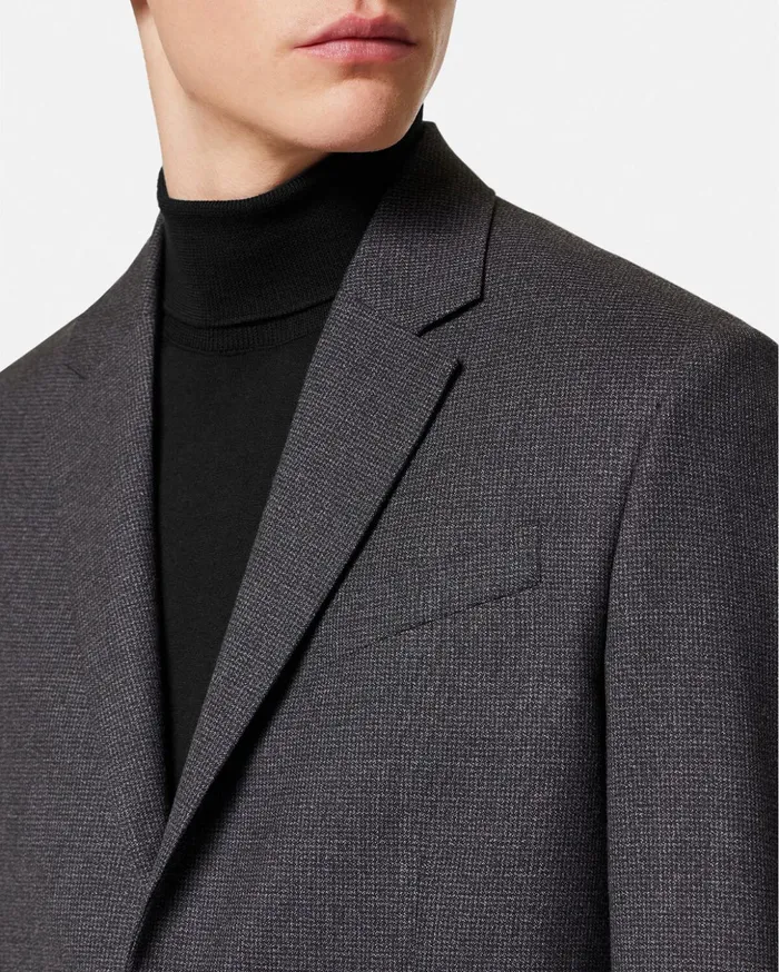 Versace Medusa Saddle SingleBreasted Blazer Gray Men Jackets and Coats