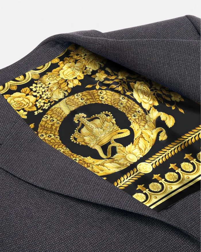 Versace Medusa Saddle SingleBreasted Blazer Gray Men Jackets and Coats