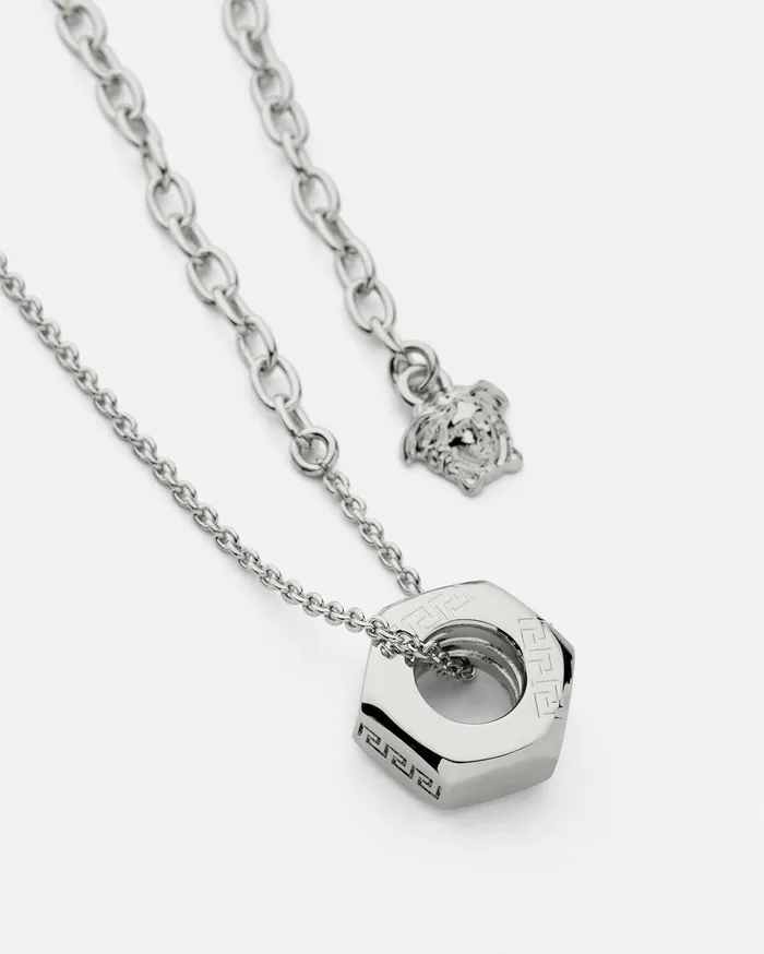 Versace Nuts and Bolts Greca Necklace Silver Men Necklaces