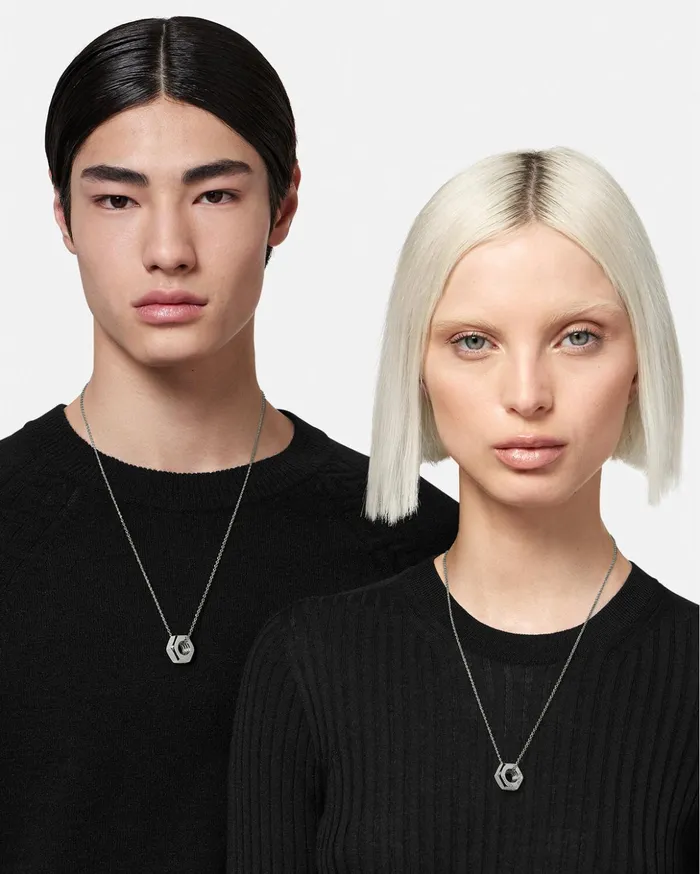Versace Nuts and Bolts Greca Necklace Silver Men Necklaces