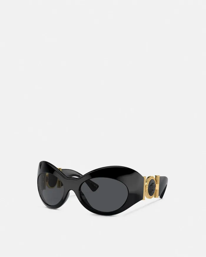 Versace Oval Shield Sunglasses Havana Women Sunglasses