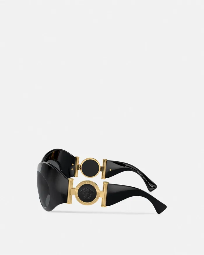 Versace Oval Shield Sunglasses Havana Women Sunglasses