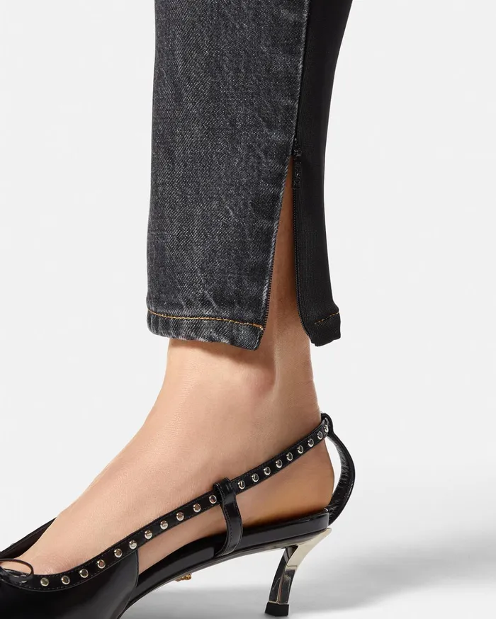 Versace Paneled Skinny Jeans Black Women Denim