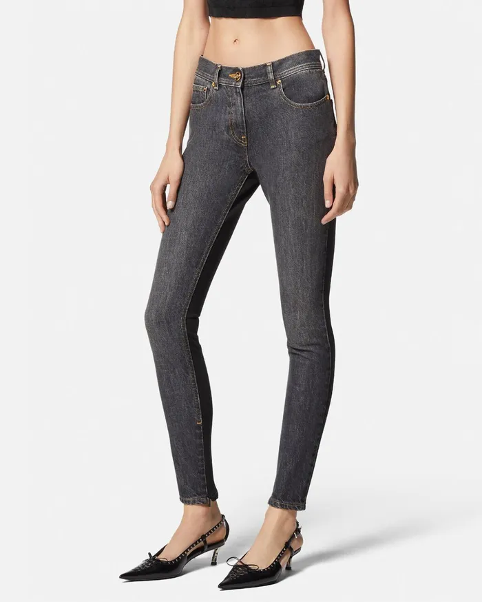 Versace Paneled Skinny Jeans Black Women Denim