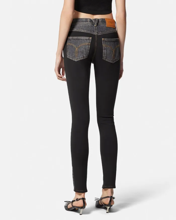 Versace Paneled Skinny Jeans Black Women Denim