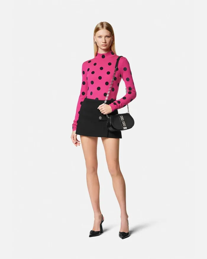 Versace Polka Dot Turtleneck Sweater Fuchsia Women Knitwear