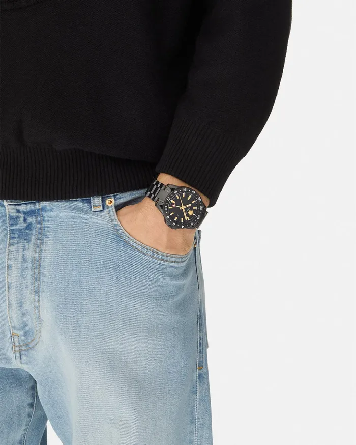 Versace Sport Tech Gmt Watch Black Men Watches