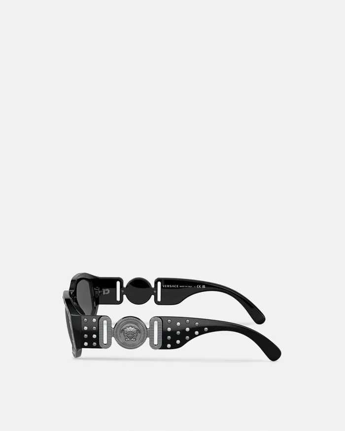 Versace Studded Medusa Biggie Sunglasses Black WomenMen Sunglasses