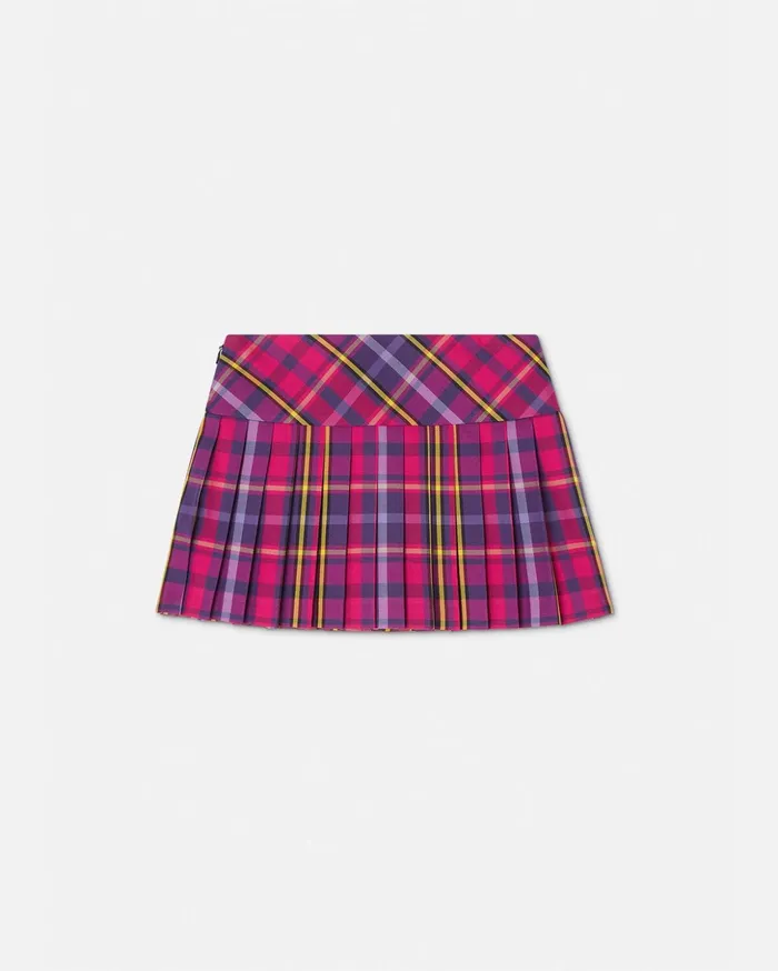 Versace Tartan Kids Pleated Skirt Fuchsia Children Clothing