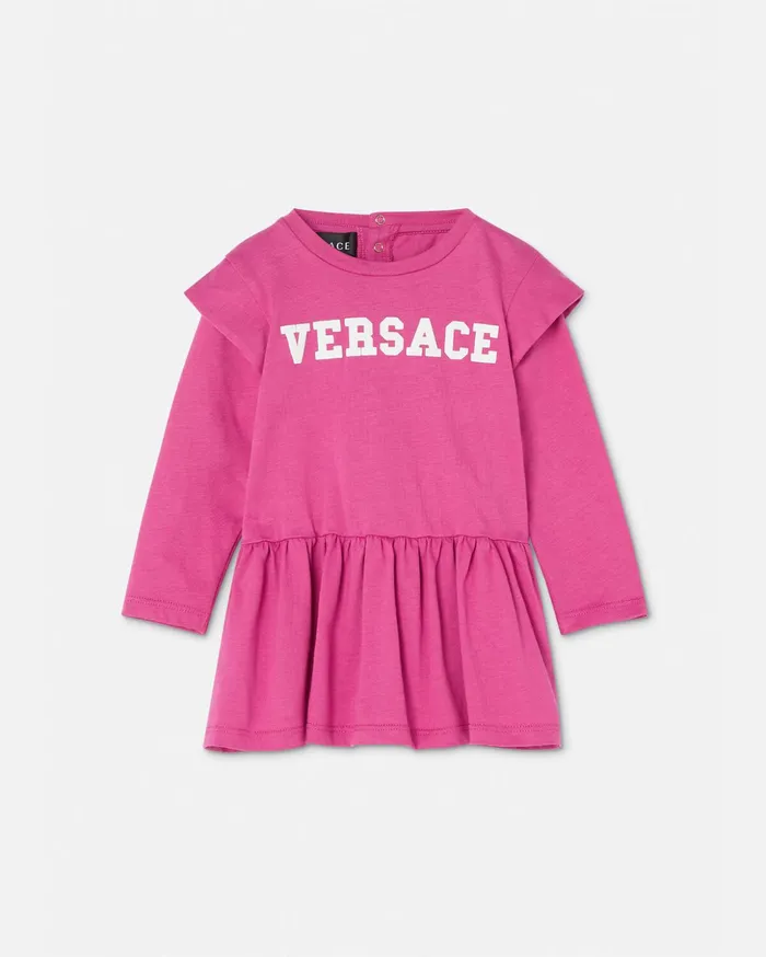 Versace Varsity Versace Logo Baby Dress Fuchsia Children Clothing