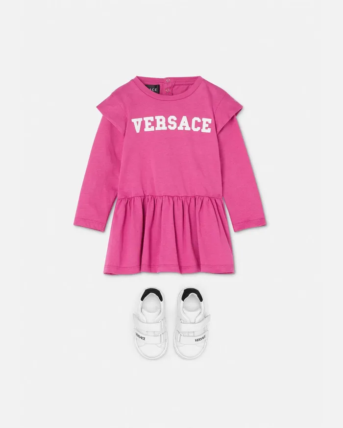 Versace Varsity Versace Logo Baby Dress Fuchsia Children Clothing