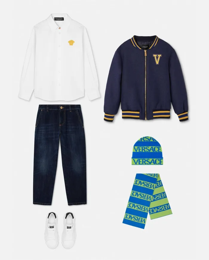 Versace Varsity Versace Logo Kids Jacket Royal Blue Children Clothing